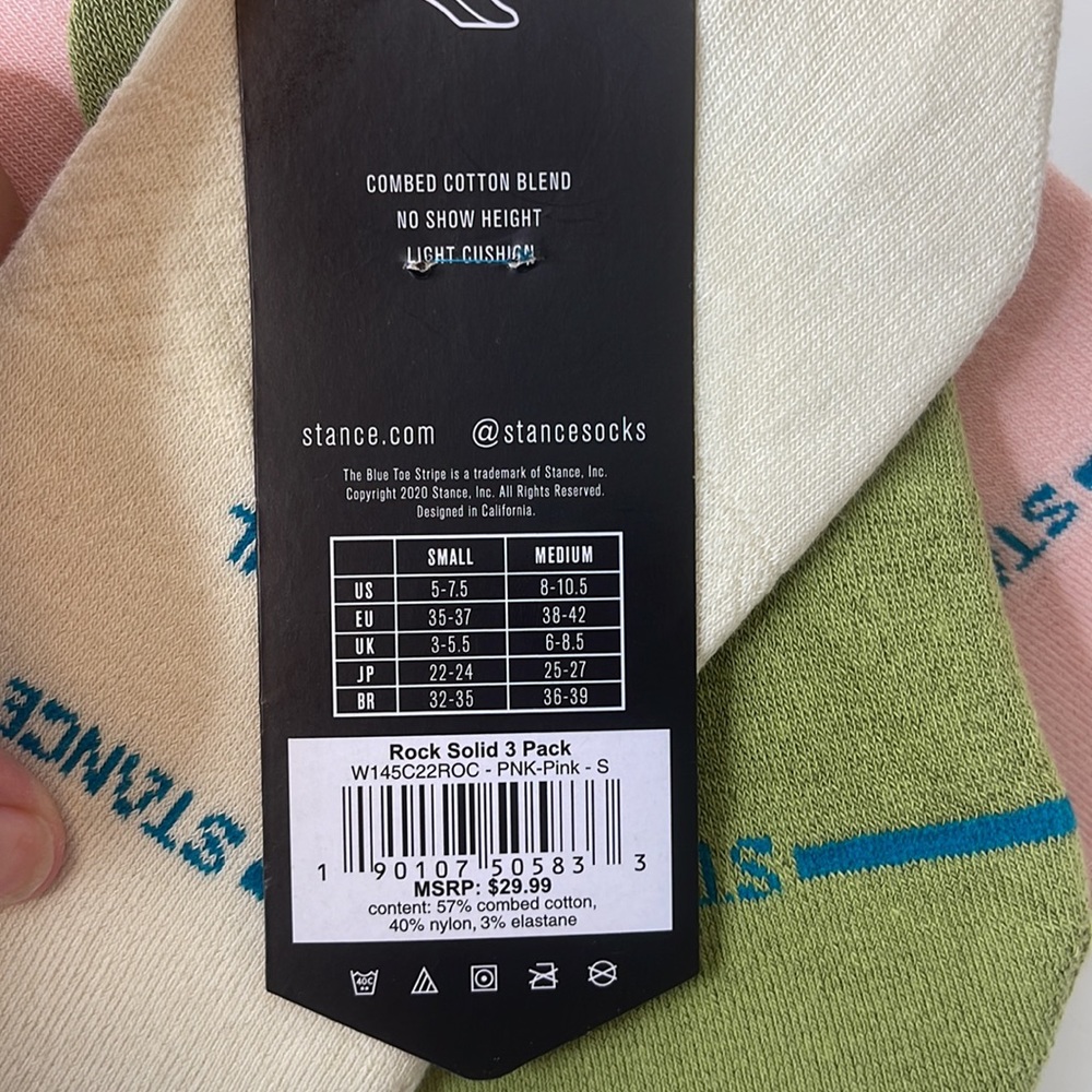 Stance Womens Casual 3 Pairs No Show Socks Rock Solid 3 Pack Pink - Picture 11 of 11